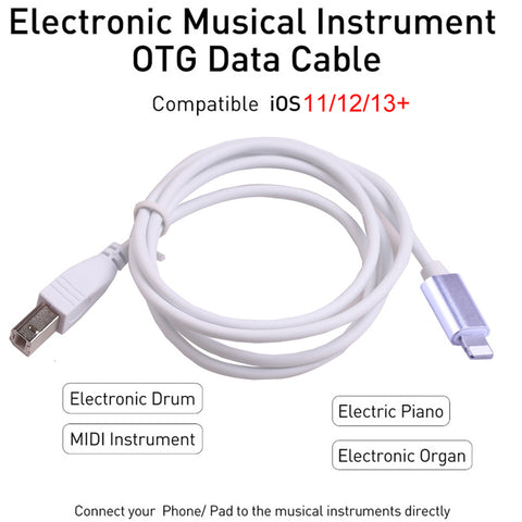 iOS 13 Charging Cable MIDI USB OTG Type B Keyboard Adapter for iPhone X XS MAX XR 8 7 6 Electric Piano Audio Connector ZopiStyle