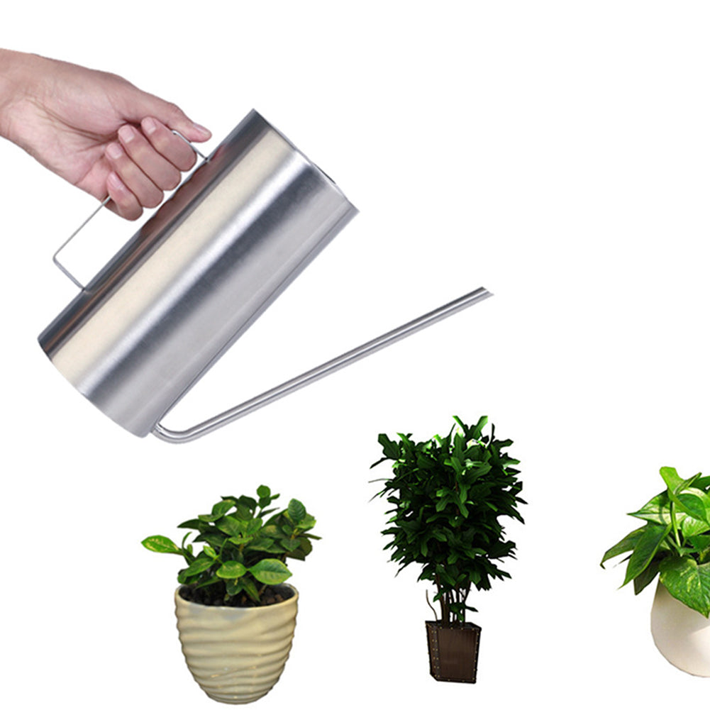 1.5L Stainless Steel Watering Flower Kettle Long Mouth Watering Pot Gardening Tools  silver ZopiStyle