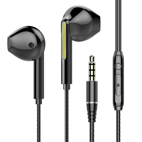 In-ear Wired  Headsets With Microphone Low-latency Noise Cancelling Heavy Bass Wire Control Game Phone Earbuds Headphones black ZopiStyle