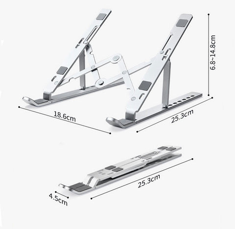 Computer Brackets Aluminum Alloy Foldable Height Adjustable Laptop Stand Silver ZopiStyle