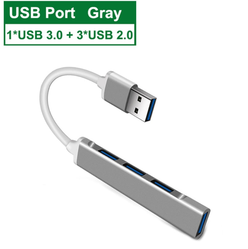 Usb C Hub 3.0 Type C 3.1 4-port Distributor OTG Adapter For Lenovo Macbook Pro 13 15 Air Pro Computer Accessories Silver type-C3.1 interface ZopiStyle
