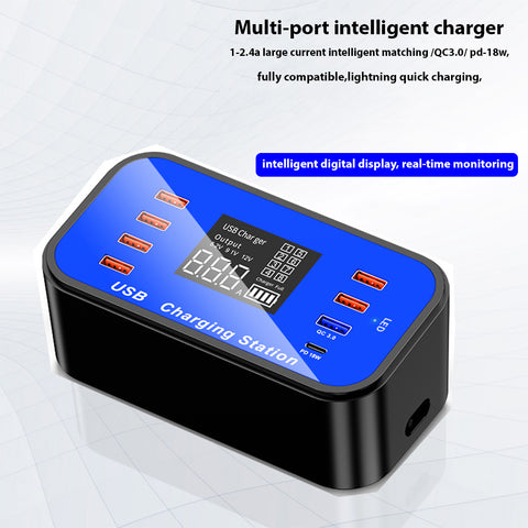 8 Port 8 A Charger Adapter Hub Quick Charge 3.0 USB Multi Port USB Charger Dock Station blue ZopiStyle