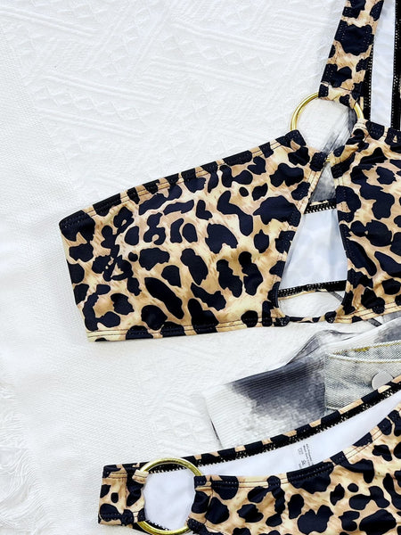 Leopard One-Shoulder Bikini Set Trendsi
