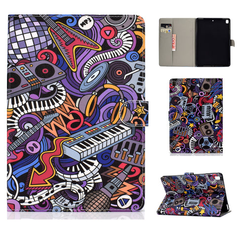 For iPad 5/6/7/8/9-iPad Pro9.7-iPad 9.7 Laptop Protective Case Color Painted Smart Stay PU Cover Graffiti ZopiStyle