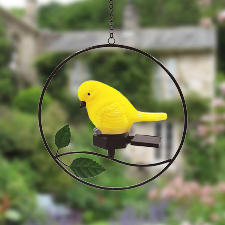 Solar Bird LED Hanging Light Outdoor Garden Lawn Patios Pendant Lamp Yard Decoration yellow_Little bird ZopiStyle