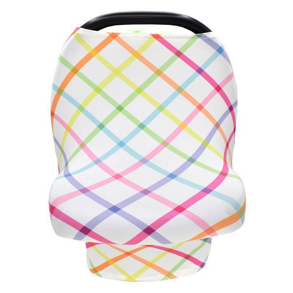 Stretchy Baby Car Seat Cover Multiuse - Nursing Breastfeeding Covers Rainbow Car Seat Canopies  checkerboard_One size ZopiStyle