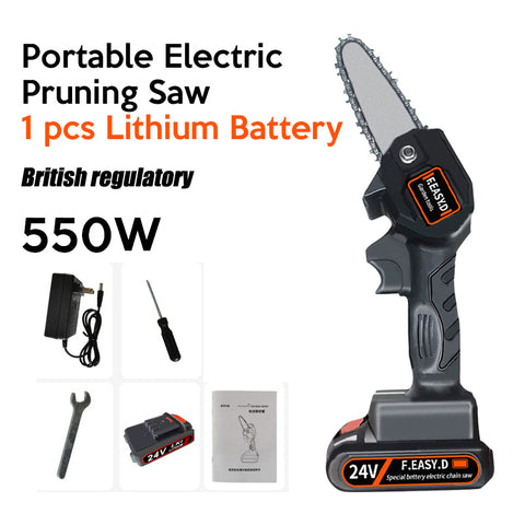 Electric  Chain  Saw 24 V Lithium Battery Portable Electric Pruning Saw Rechargeable Woodworking Mini Electric Saw BU plug ZopiStyle