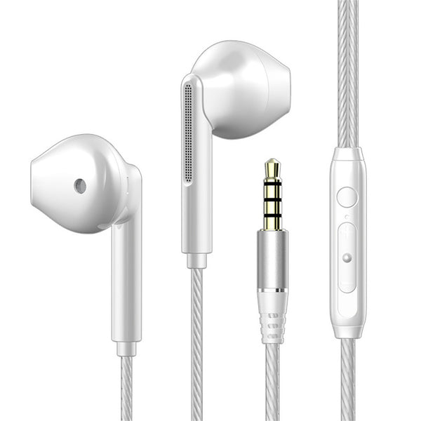 In-ear Wired  Headsets With Microphone Low-latency Noise Cancelling Heavy Bass Wire Control Game Phone Earbuds Headphones White ZopiStyle