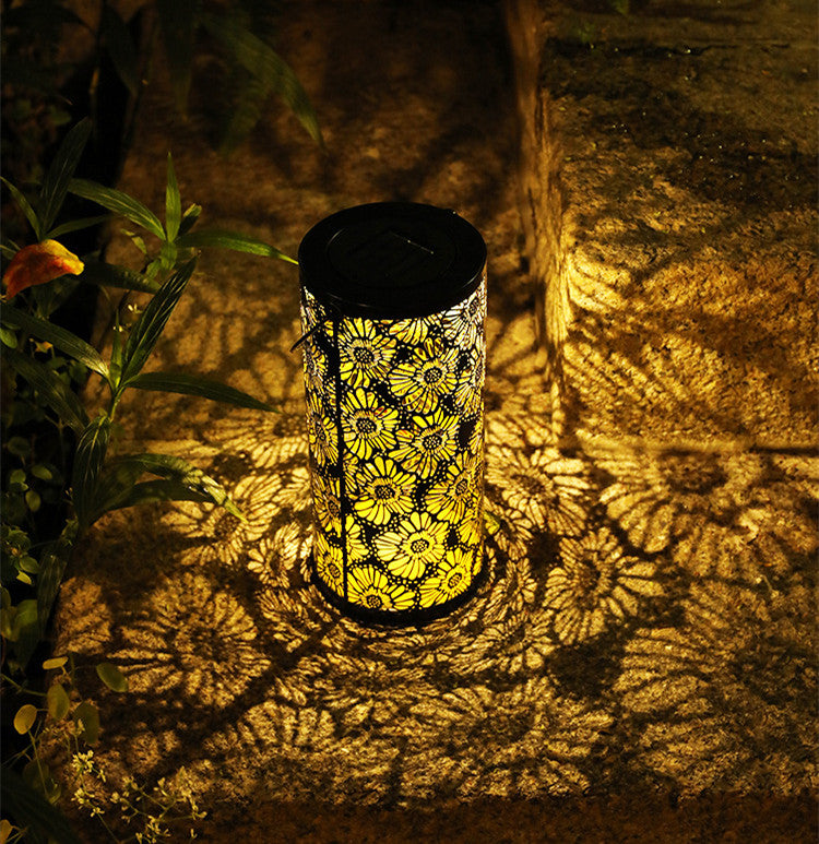 LED Solar Lantern Outdoor Decorative Metal Hanging Lights for Garden Yard Tabletop Patio Lawn  warm light_chrysanthemum ZopiStyle
