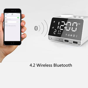 Plastic K11 Digital Bluetooth-compatible  Speaker Alarm Clock Radio Usb Charge Built-in Temperature Sensor Creative Led Display Speaker black_U.S. plug ZopiStyle