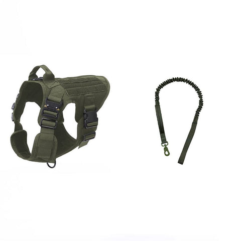 1000d Nylon Dog  Vest Outdoor Pet Vest With Buckle Quick Release Vest For Dog Army green + rope_L ZopiStyle