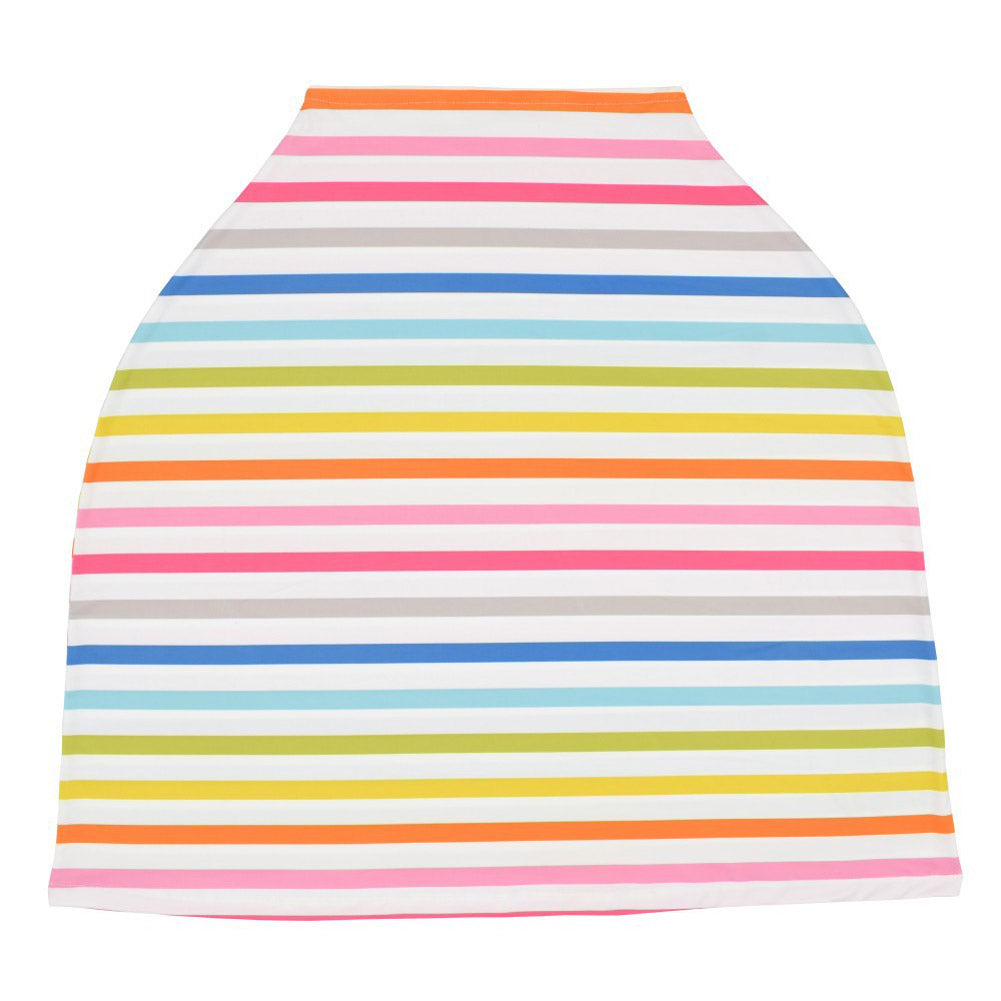 Stretchy Baby Car Seat Cover Multiuse - Nursing Breastfeeding Covers Rainbow Car Seat Canopies  Thin strip_One size ZopiStyle