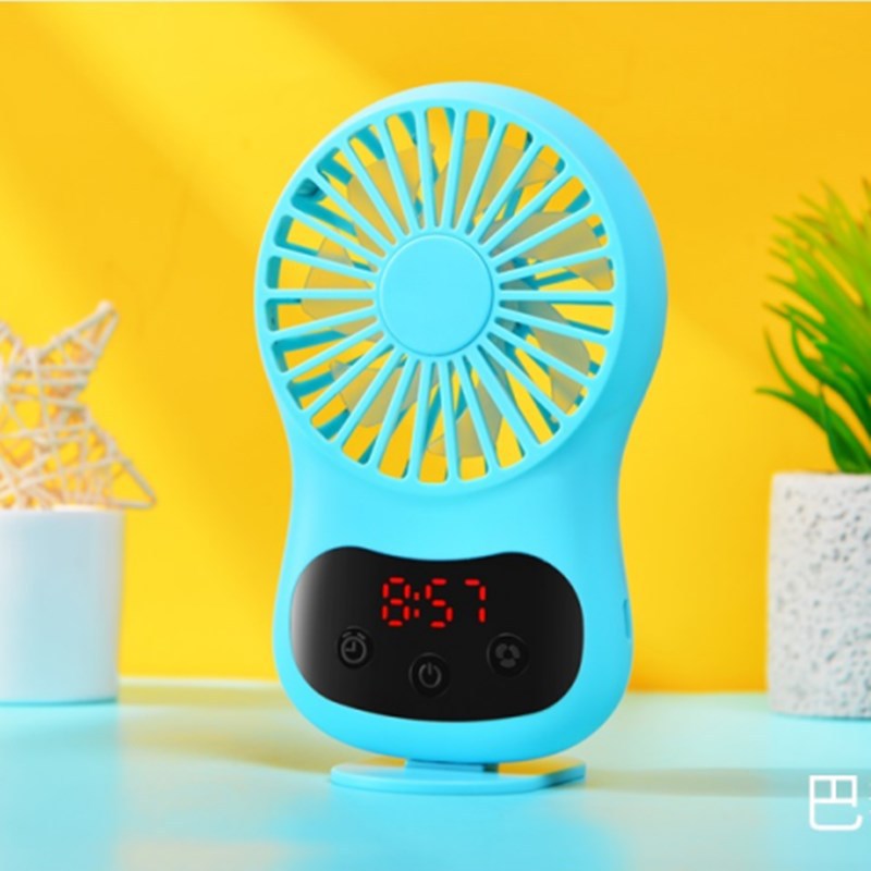 Multifunction Mini USB Fan Clock Travel Cooling Fan with Hanging Rope for Office Outdoor Home blue_130*70*20mm ZopiStyle
