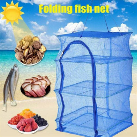 3-layer Drying  Net Folding Zipper Net For Fish Vegetables Meat Fruits 45 three-story 65 high ZopiStyle