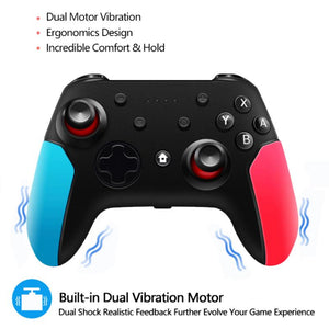PC Wireless Bluetooth Game Switch Handle Gamepad Continuous Viberation Game Joystick Controller Left blue right red ZopiStyle