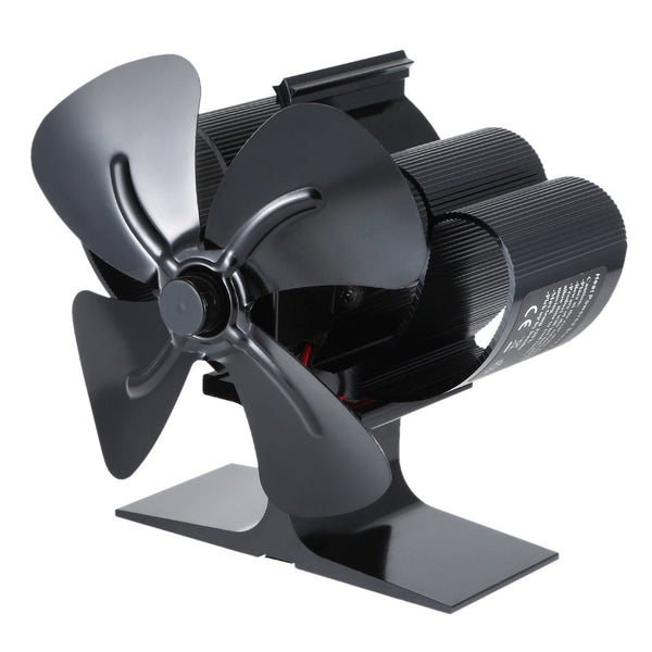 4-blade Mini Fan Environmentally Friendly Quiet Fireplace Thermal Power Blower black ZopiStyle