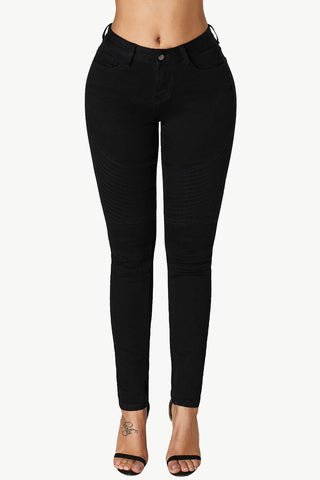 Mid-Rise Waist Skinny Pocketed Jeans Trendsi