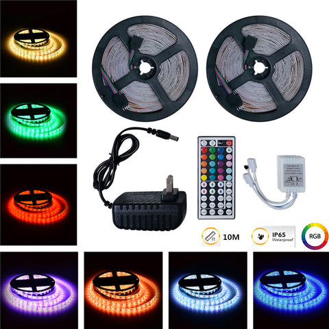 10M RGB LED Waterproof Strip Lights+44Keys Remote Control+Adapter U.S. regulations ZopiStyle