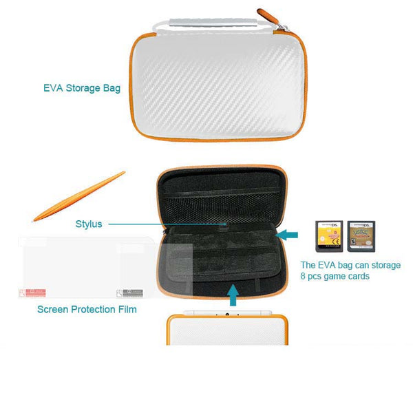 EVA Travel Case Storage Bag for Nintendo 2DS LL Protective Hard Shell Portable Pouch Card Holder  white ZopiStyle