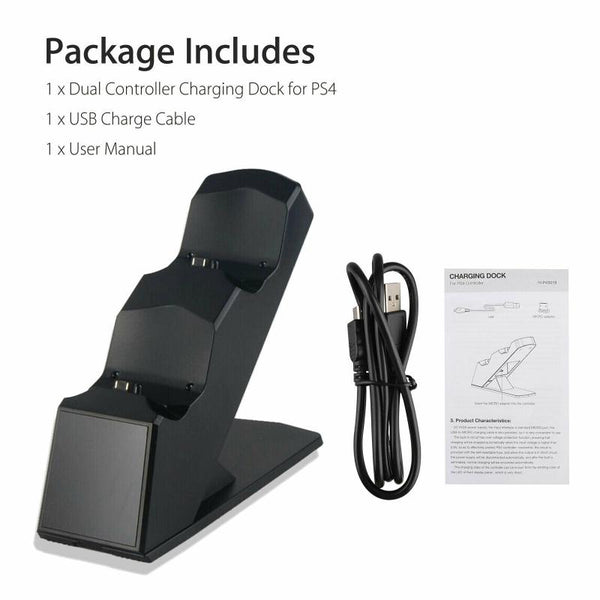 For PS4 Dual Controller Charger Dock Station USB Fast Charging Stand Charger For PS4/SLIM/PRO Gamepad Charger black ZopiStyle
