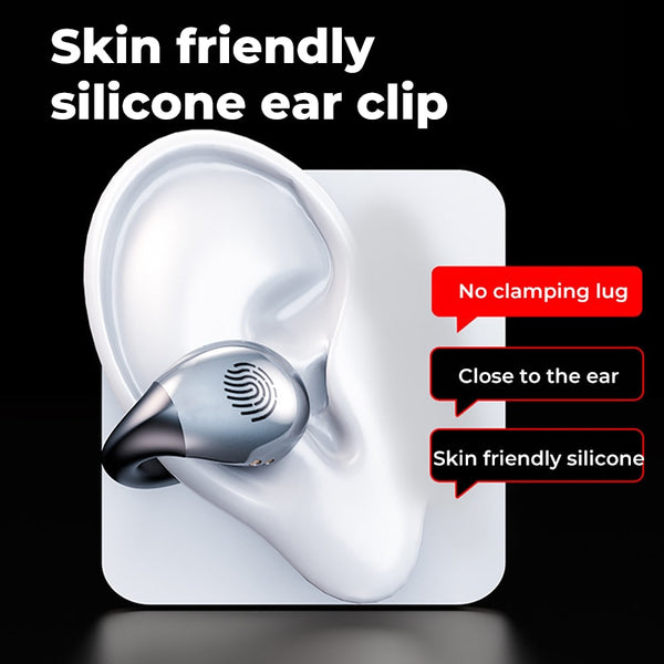 True Bone Conduction Bluetooth Earphones Ear Clip Earring Wireless Headphones with Mic Calling Touch Control Sports Headsets ZopiStyle