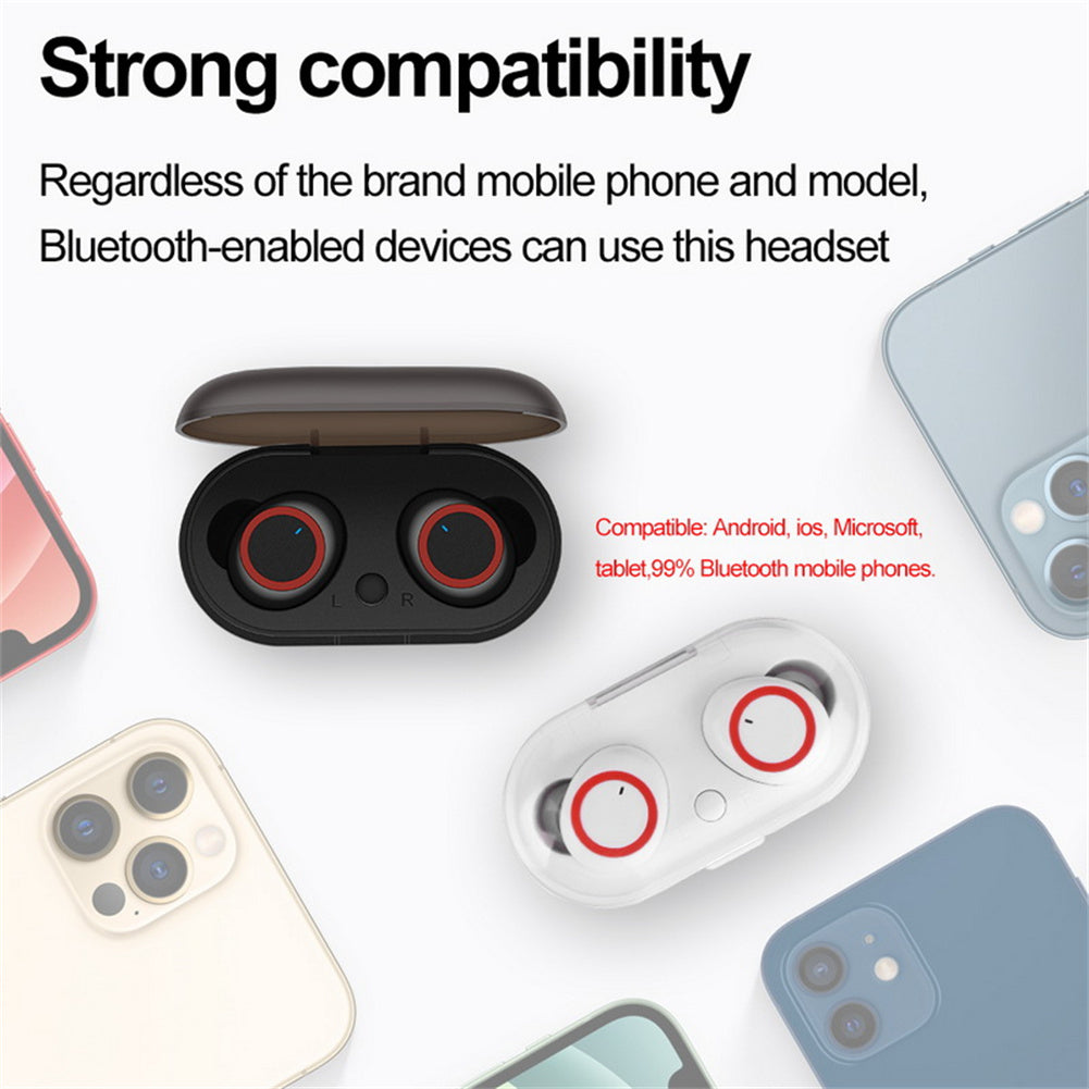Tws Bluetooth-compatible 5.0 Wireless  Stereo  Earphone In-ear Noise Cancelling Waterproof Headphones Headset With Charging Case white red ZopiStyle