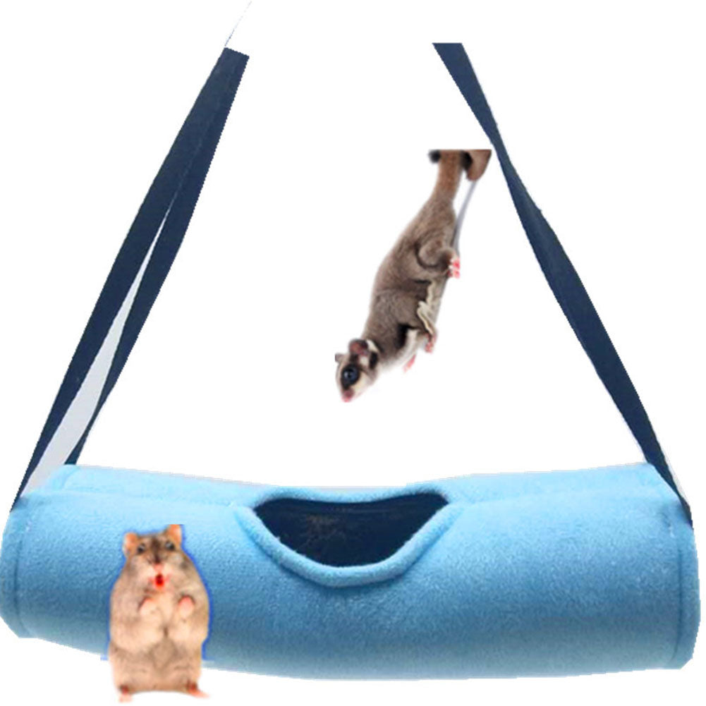 Hanging Hammock Tunnel Toy for Pet Squirrel Hamster Sleeping Nest blue ZopiStyle
