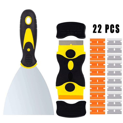 22pcs/set Mini Double Sided Metal  Spatula With Replaced Blades Wall Glue Sticker Residue Cleaning Tool Kit 22pcs/set ZopiStyle