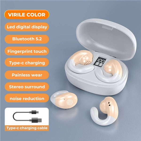 True Bone Conduction Bluetooth Earphones Ear Clip Earring Wireless Headphones with Mic Calling Touch Control Sports Headsets ZopiStyle