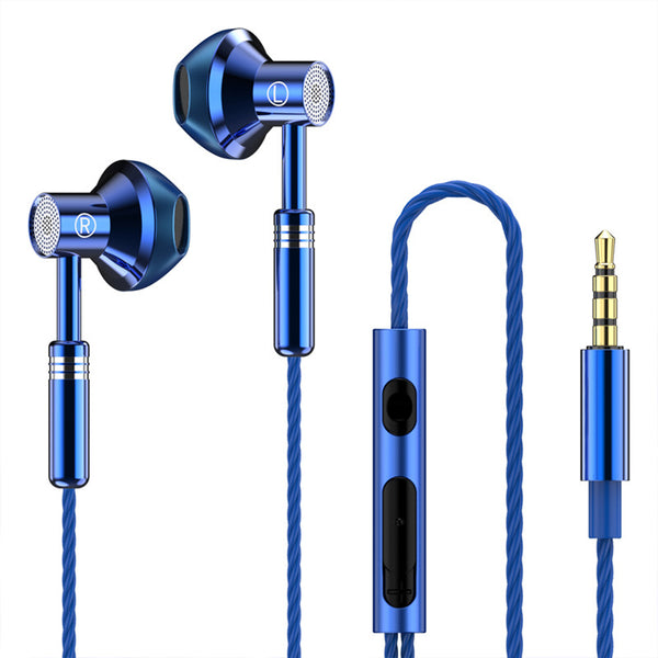 Excellent Sound Quality Wired  Earphones Low-latency Noise Cancelling Ergonomic Design In-ear Stereo Earplugs With Microphone blue ZopiStyle