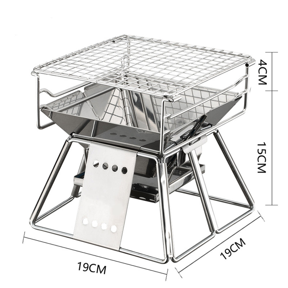 Exquisite Portable Stainless Steel BBQ Oven Set BBQ Grill for Outdoor Small Barbecue 19*19cm ZopiStyle