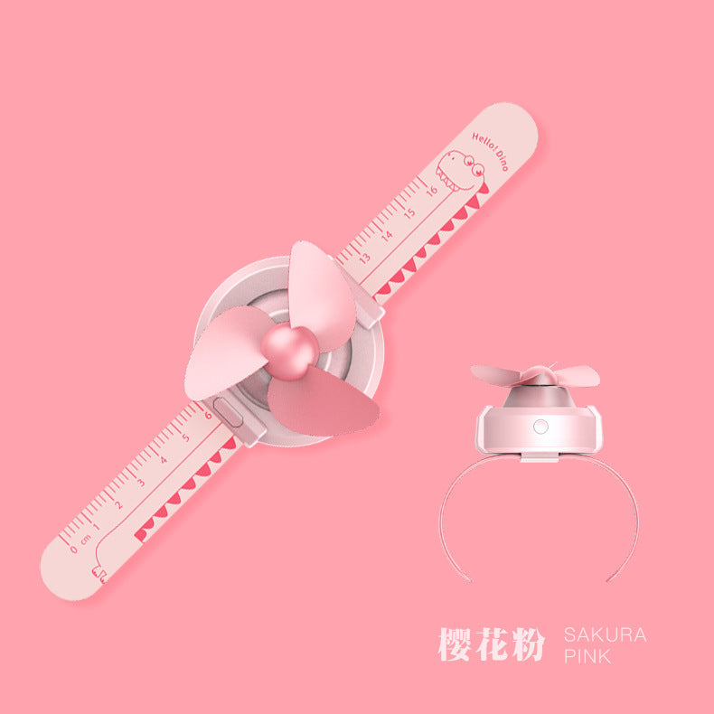 Mini Cartoon Watch Handheld Fan Automatic Adjustment Fan Toy for Kids Pink_61 * 60 * 47mm ZopiStyle