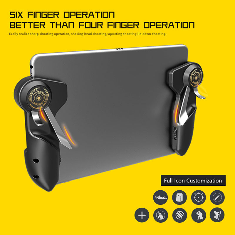 Six-finger Operation Game Trigger Controller Winner Winner Chicken Dinner Black Plastic for Tablet black ZopiStyle