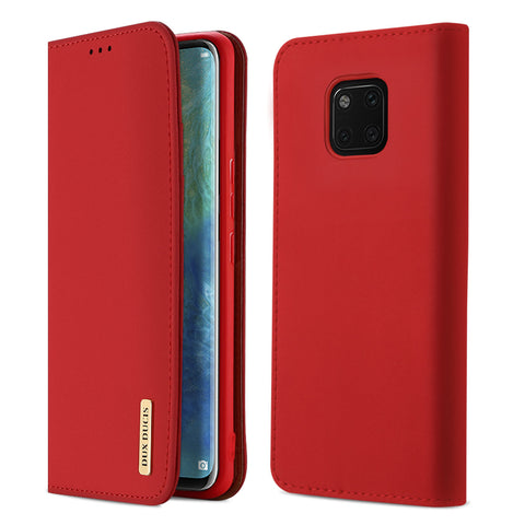 DUX DUCIS For Huawei MATE 20 pro Luxury Genuine Leather Magnetic Flip Cover Full Protective Case with Bracket Card Slot red_Huawei MATE 20 pro ZopiStyle