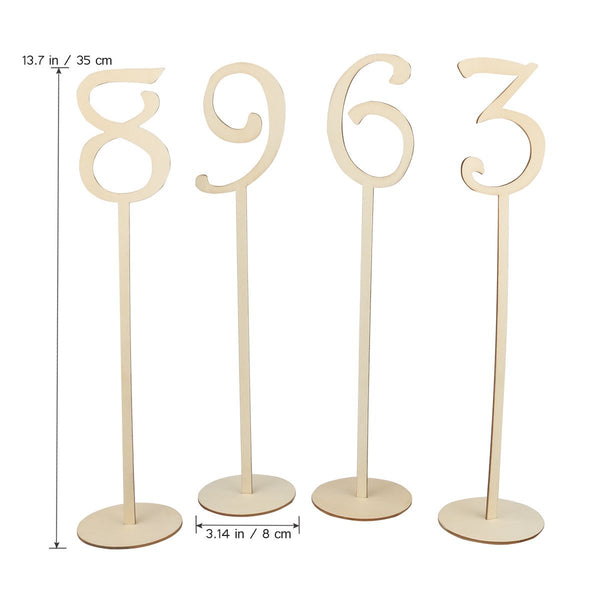 20 PcsWooden Table Numbers with Round Base Holder Fashion Simple Numbers Signs Ornaments Birthday Party Banquet Decor ZopiStyle