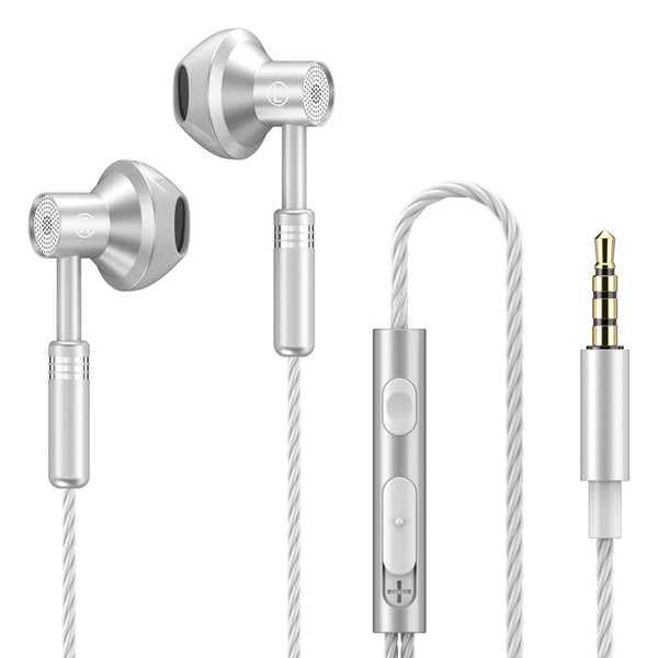 Excellent Sound Quality Wired  Earphones Low-latency Noise Cancelling Ergonomic Design In-ear Stereo Earplugs With Microphone silver ZopiStyle