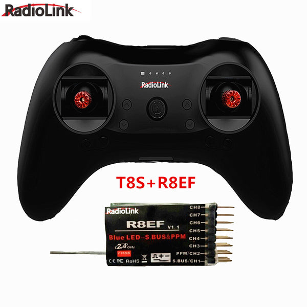 T8S 8CH RC Radiolink Remote Controller Transmitter 2.4G with R8EF or R8FM Receiver Handle Stick for FPV Quad Drone Airplane Car T8S+R8EF left hand throttle ZopiStyle