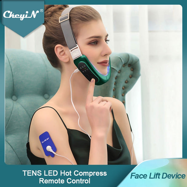 CkeyiN Face Massager Micro-Current TENS Remote Control Hot Compress Face-Lifting V-Face Shaping Massage Reduce Double Chin 48 ZopiStyle