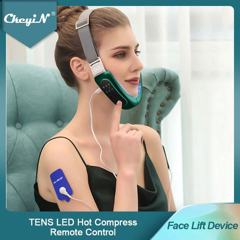 CkeyiN Face Massager Micro-Current TENS Remote Control Hot Compress Face-Lifting V-Face Shaping Massage Reduce Double Chin 48 ZopiStyle