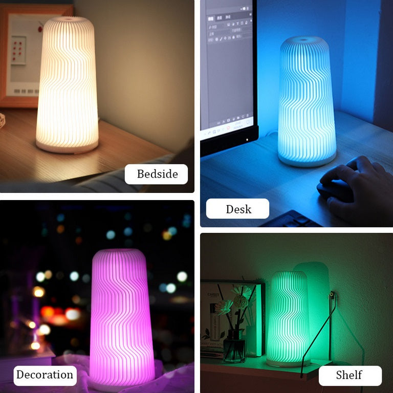 ZYS-3D Print Night Lamp USB Rechargeable LED Colorful Lights Home Decoration white ZopiStyle