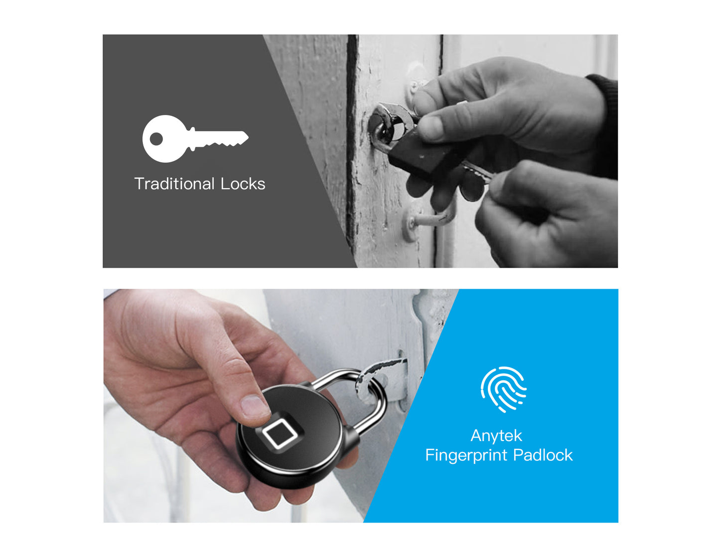 Intelligent Waterproof IP66 Fingerprint Identification Padlock Household Lock Cabinet Lock P22 with APP Version black ZopiStyle