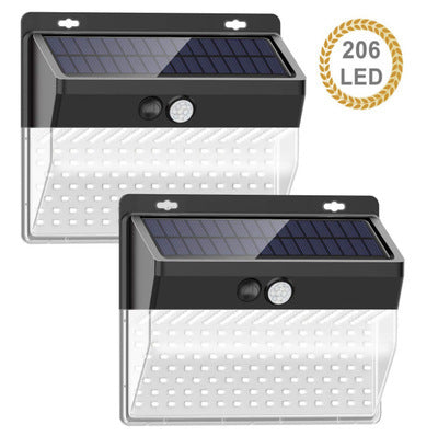 206LEDs Solar Light Pir Motion Sensor Decorative Wall Light Outdoor Waterproof Lamp For Garden Street Pathway 206 lights 1 pack ZopiStyle
