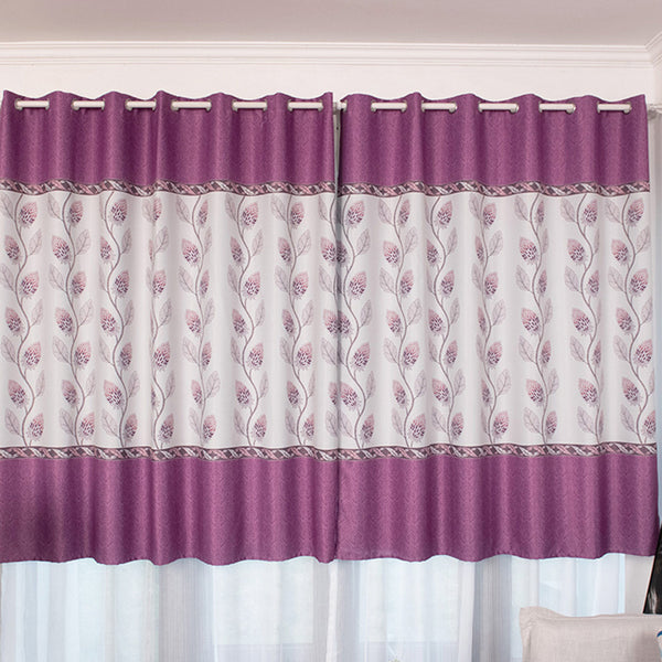 100*200cm Blackout Curtain Floral Print Perforated Drapes for Living Room Bedroom Balcony Decor purple_100*200cm (W*H) ZopiStyle