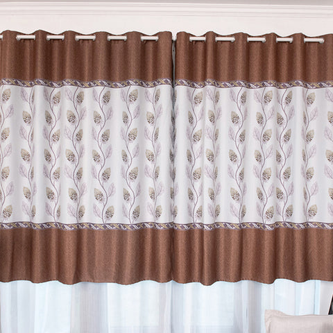 100*200cm Blackout Curtain Floral Print Perforated Drapes for Living Room Bedroom Balcony Decor Coffee color_100*200cm (W*H) ZopiStyle