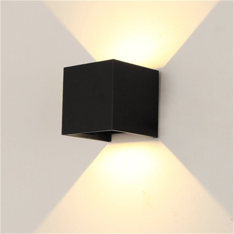 Waterproof Dimmable Aluminum Shell Wall Lamp for Outdoor Lighting warm light_BD80 square cover black shell 12W ZopiStyle
