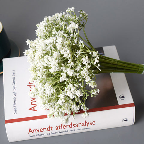 16 Pcs/bunch Artificial  Gypsophila Vivid Colored Plants Bouquets Diy Wedding Home Living Room Decoration Photography Props White bunch of 16 ZopiStyle