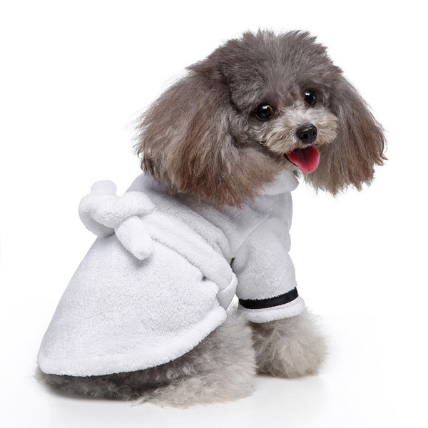 Pet Clothes Hotel Bath Towel Dog Cat Bathrobe Nightgown Pajamas white_XL ZopiStyle