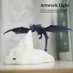 ZYS-3D Print Fiery Dragon Lamp Home Decor USB Charging Night Light monochrome ZopiStyle