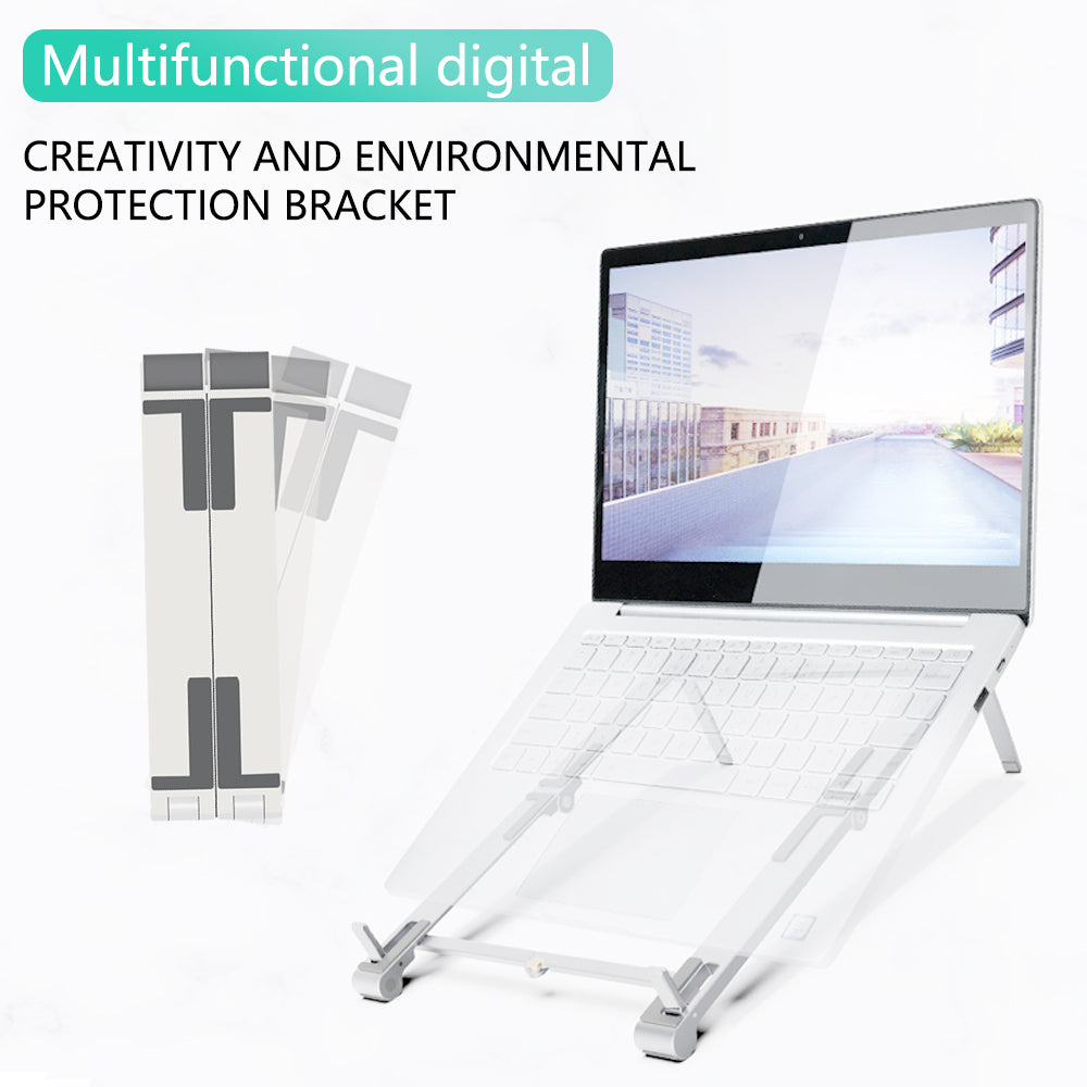 Computer  Holder Plastic Multifunctional Foldable Three-in-one Laptop Stand grey-white ZopiStyle