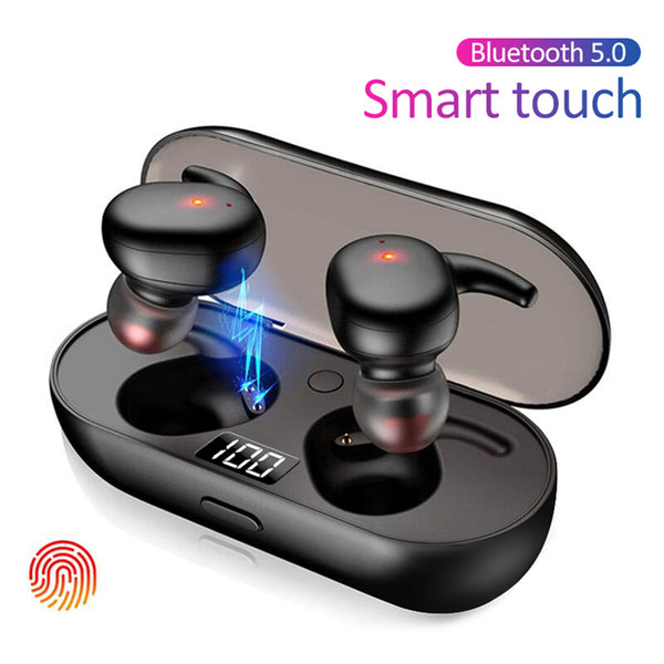 Tws Bluetooth-compatible 5.0 Wireless  Stereo  Earphones Earbuds Digital Display In-ear Noise Reduction Waterproof Headphone With Charging Case black ZopiStyle